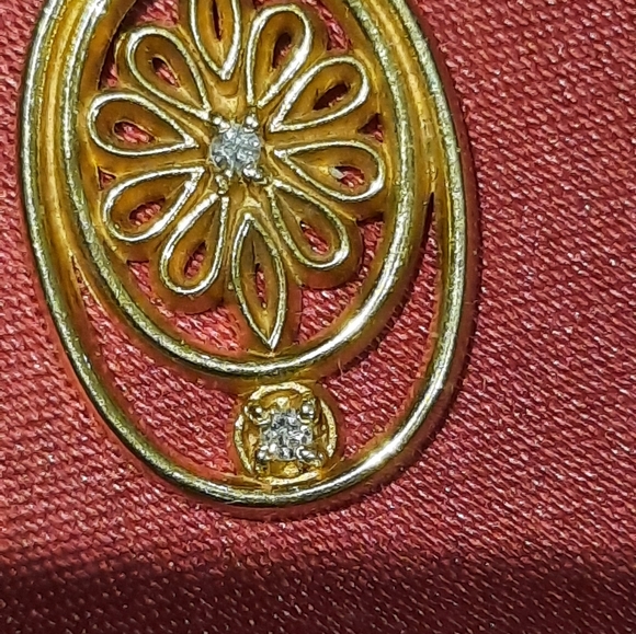 Vintage Solid GENUINE 10K YELLOW GOLD Double DIAMOND PENDANT 💎 💛 CHARM - Picture 3 of 8